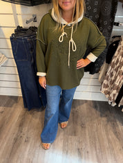 Jenny- Tröja med luva Khaki
