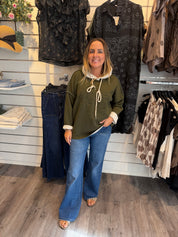 Jenny- Tröja med luva Khaki