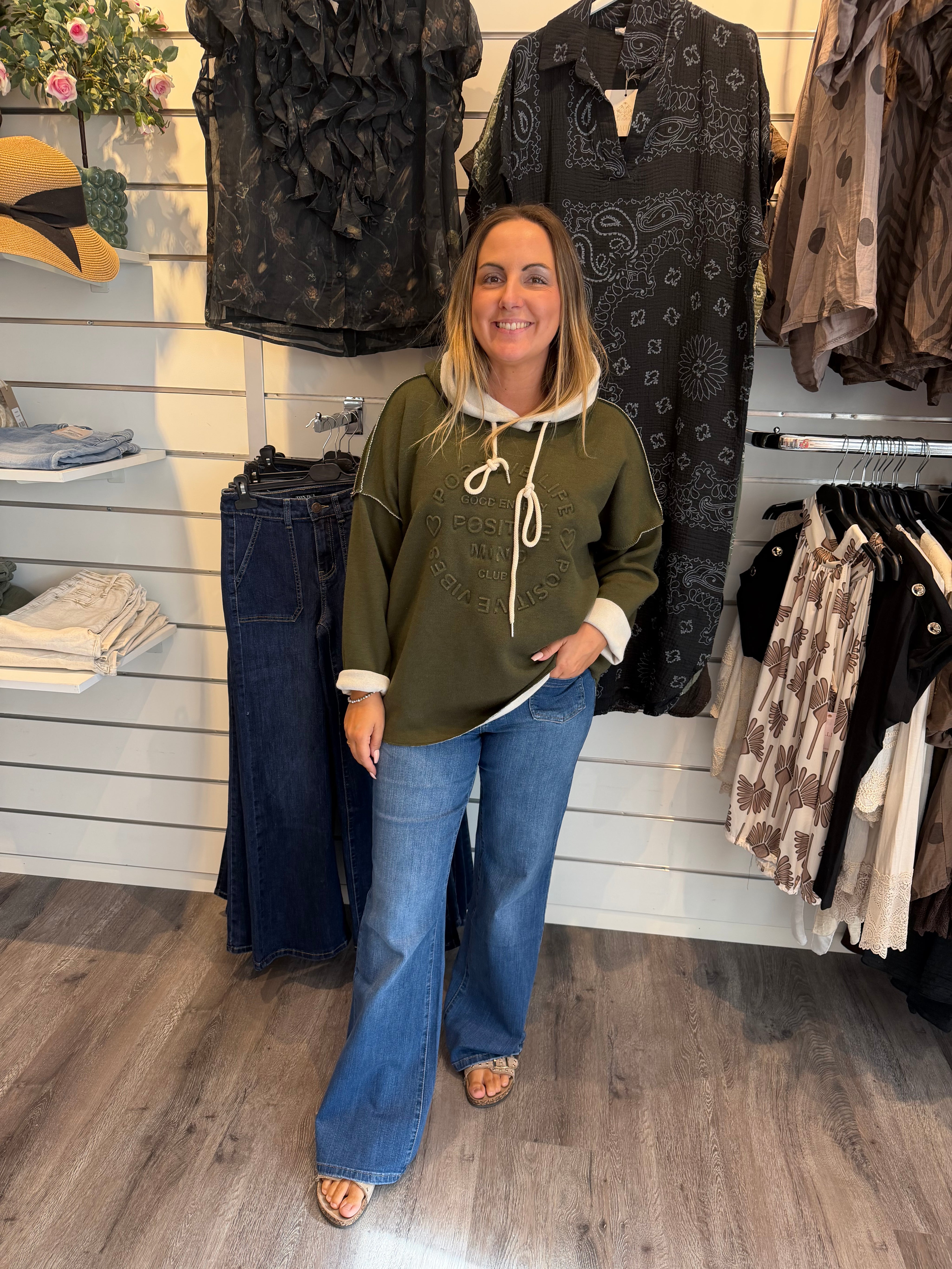 Jenny- Tröja med luva Khaki