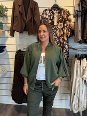 Rita Collegetröja med zip Khaki
