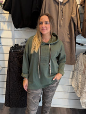 Milo Tröja med luva Khaki