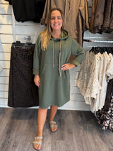 Stella - Längre tröja med luva Khaki