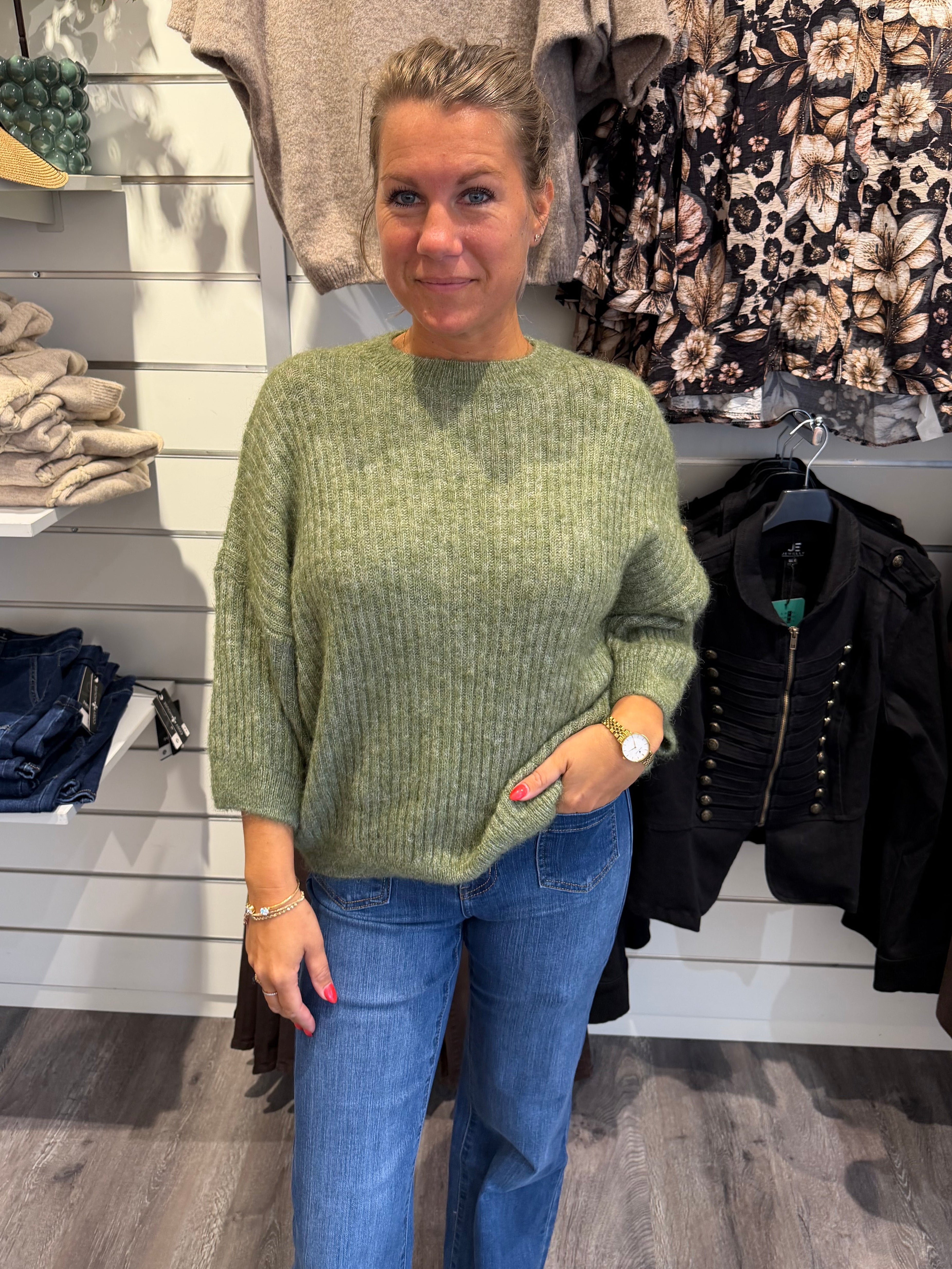 Mimmi stickad tröja Khaki