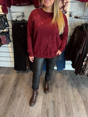 Carrie stickad tröja Bordo