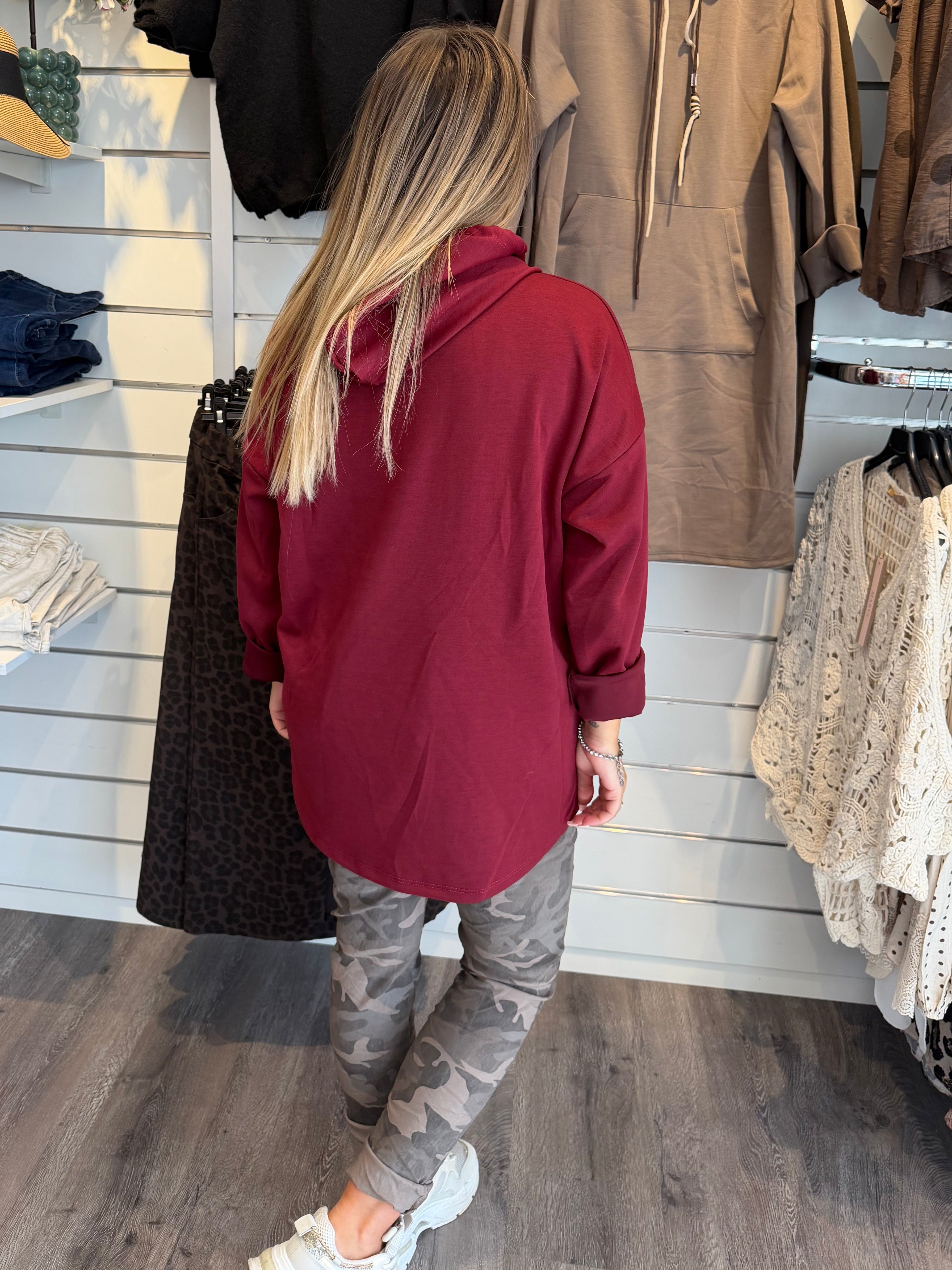 Milo Tröja med luva Bordo