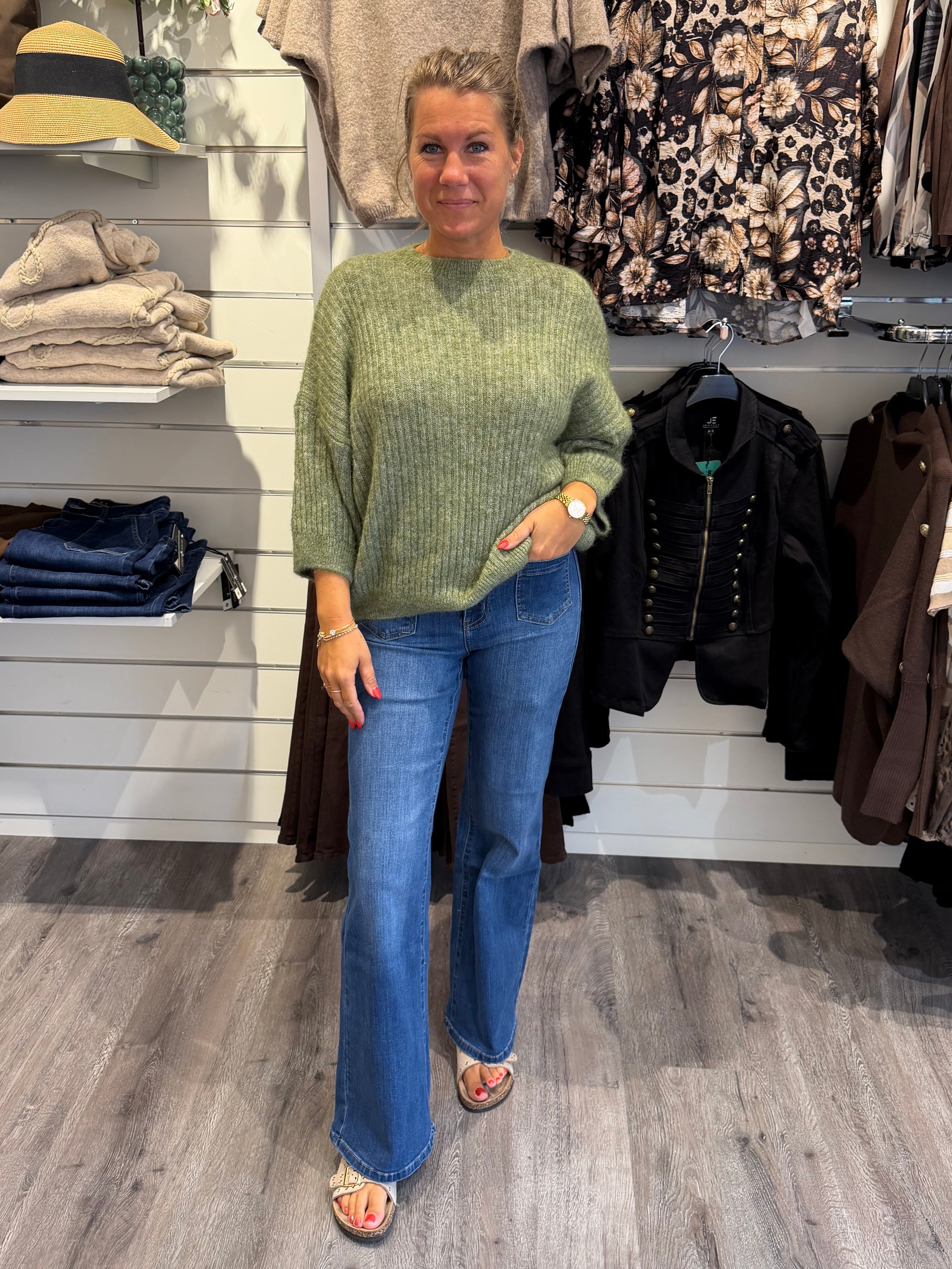 Mimmi stickad tröja Khaki