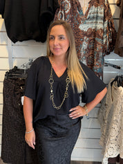 Wilma V-ringad topp Svart