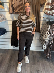 Gabbi stickad tröja randig Brown