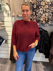 Mimmi stickad tröja Bordo