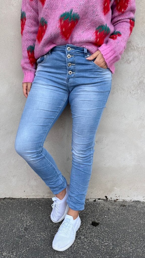Alba - Joggingjeans med Knappar 90109-C- Ljustvätt