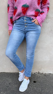 Alba - Joggingjeans med Knappar 90109-C- Ljustvätt