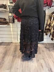 BCELLOISE Spetskjol Flower Svart