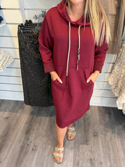 Stella - Längre tröja med luva Bordo