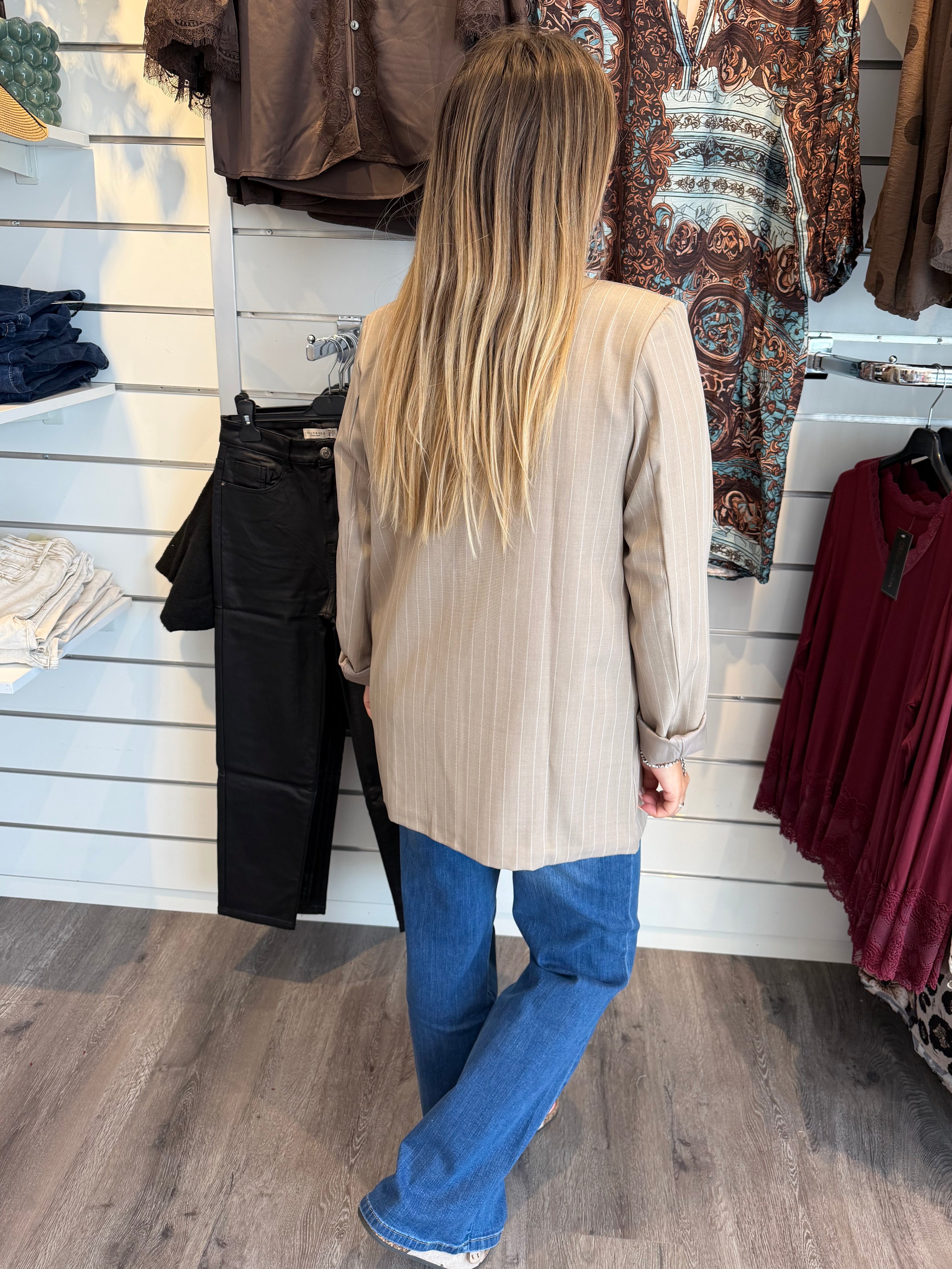 SBGela kavaj Randig Beige