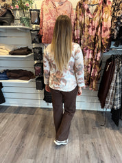 Helena stickad tröja flower Taupe