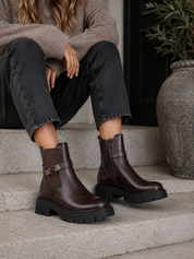 Ursula Boots med spänne Brown