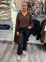 Lizette V-ringad topp Choco