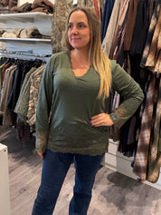 Melina Topp Spets Khaki