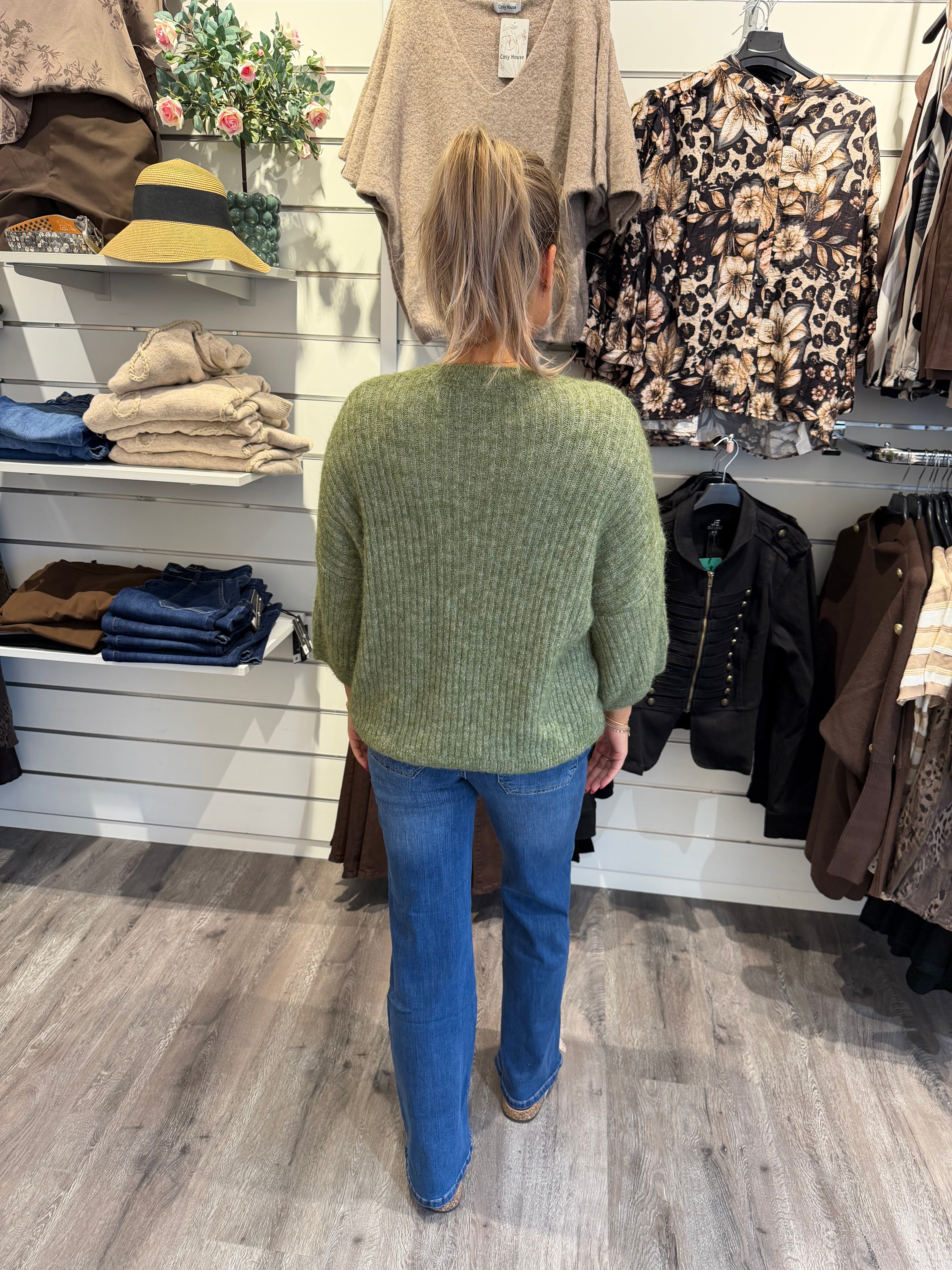 Mimmi stickad tröja Khaki