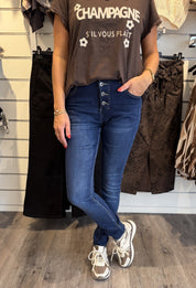 Alba Byxor med Knappar Mörk denim 90109