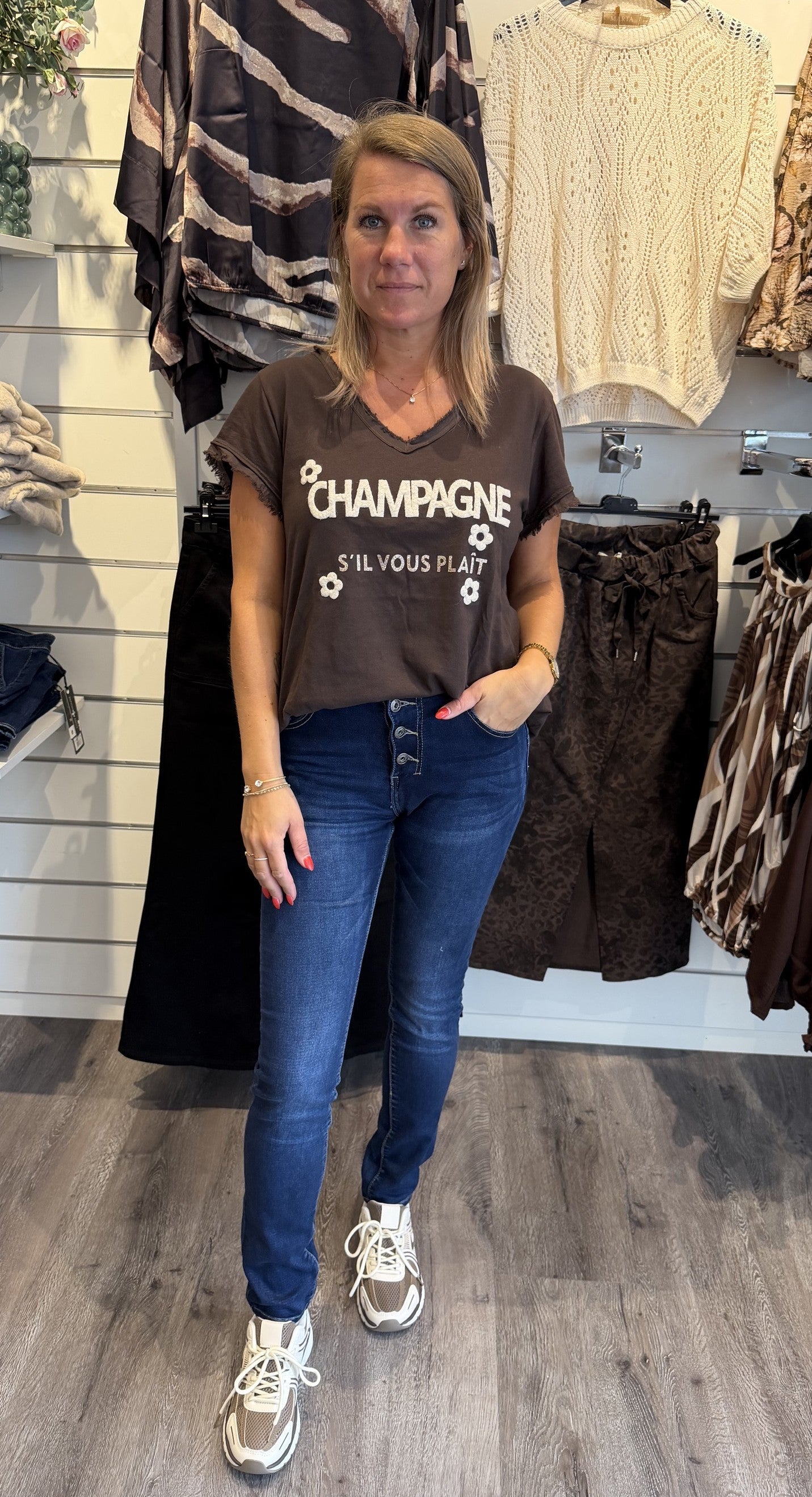 Alba Byxor med Knappar Mörk denim 90109