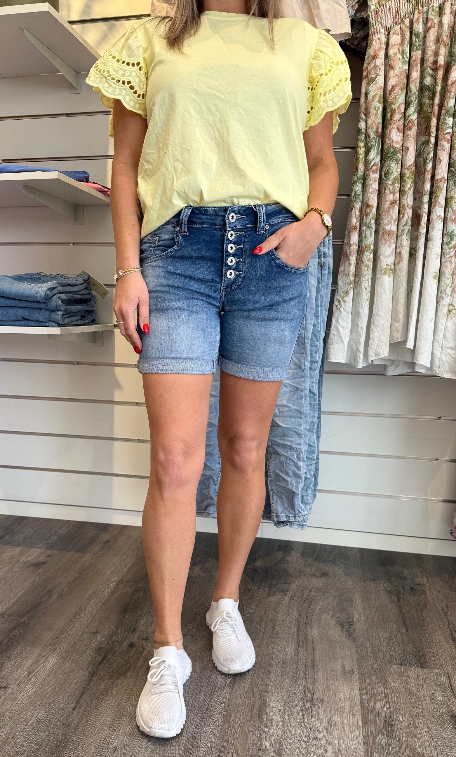 Alba Jeansshorts med knappar 1262-B-A Denim
