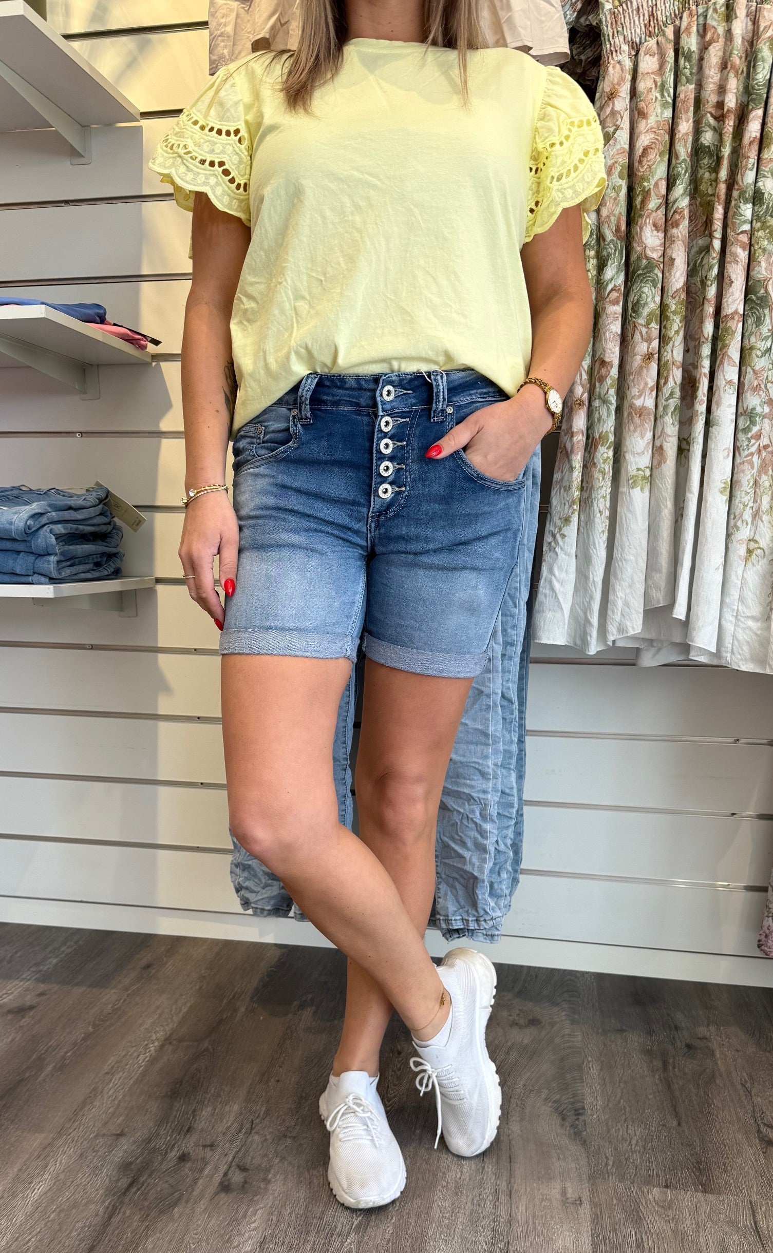 Alba Jeansshorts med knappar 1262-B-A Denim