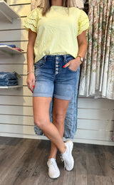 Alba Jeansshorts med knappar 1262-B-A Denim