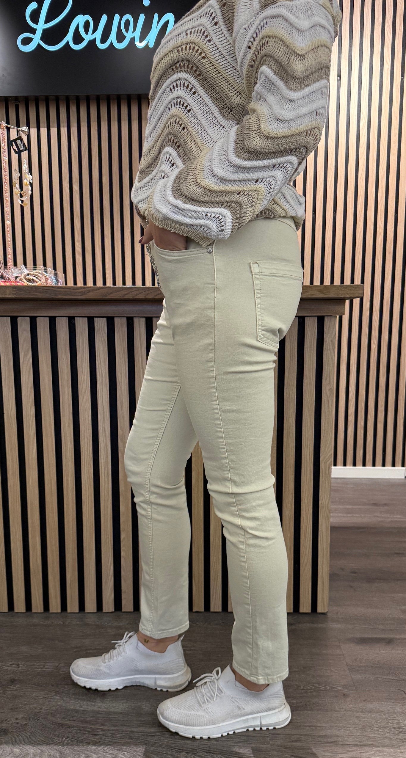 Ancii - Byxor med knappmix - Beige  - Nyhet