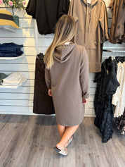 Stella - Längre tröja med luva Taupe