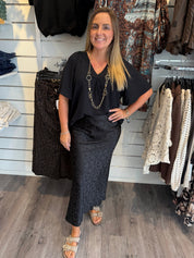 Wilma V-ringad topp Svart