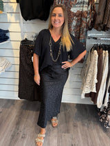 Wilma V-ringad topp Svart