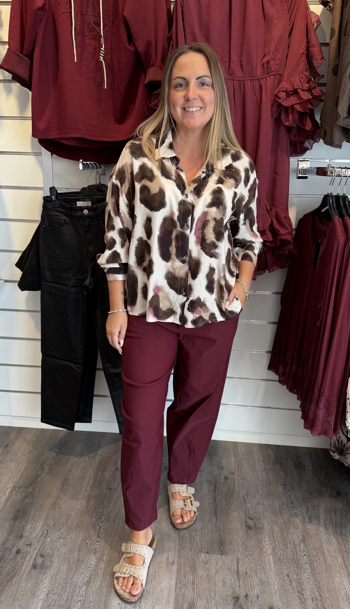 BCElisa Blus Mönster Brown/Rose