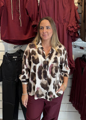 BCElisa Blus Mönster Brown/Rose