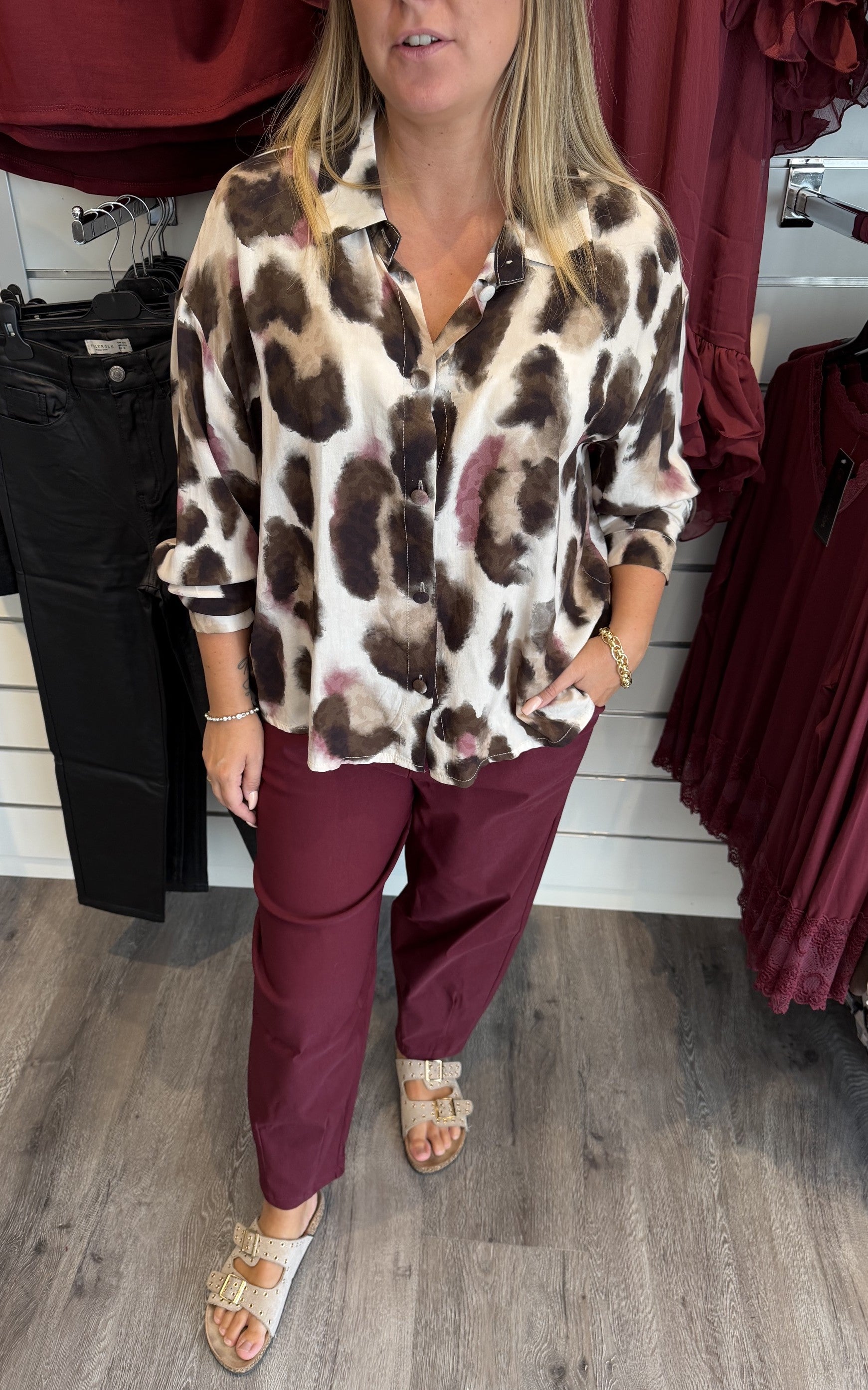 BCElisa Blus Mönster Brown/Rose