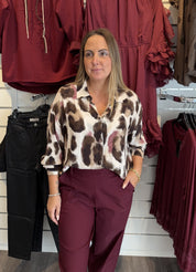 BCElisa Blus Mönster Brown/Rose