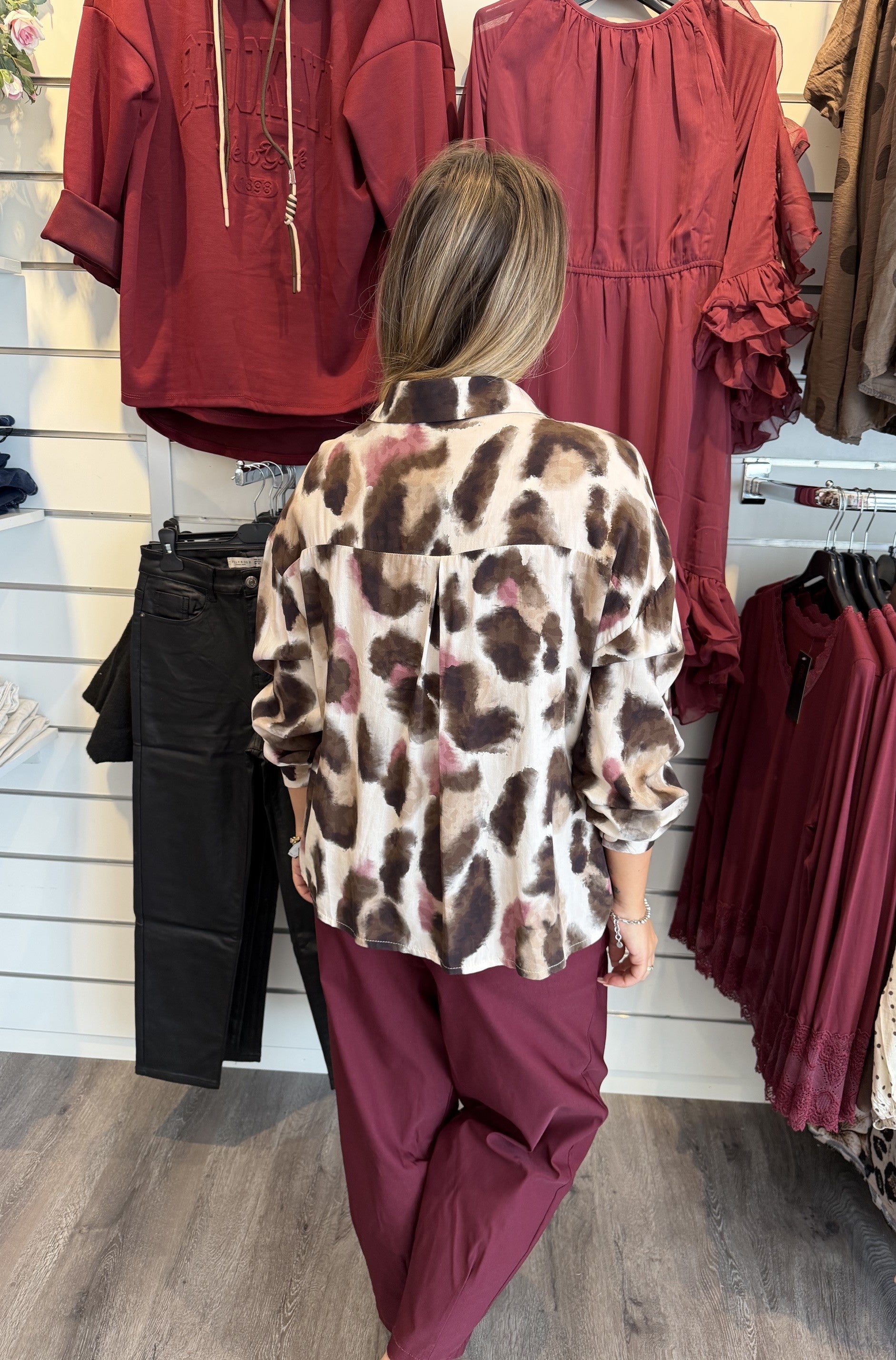 BCElisa Blus Mönster Brown/Rose