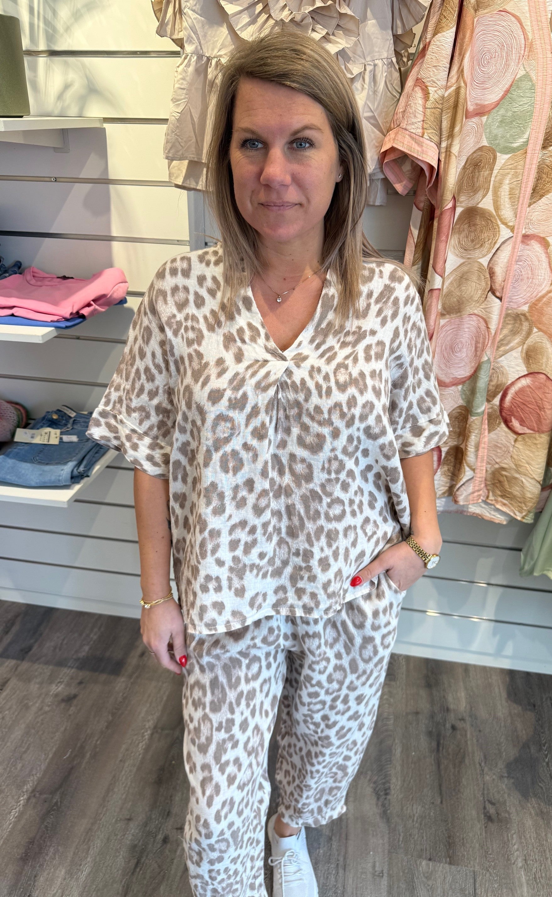 BCMelina Linnetopp Leopard Nougat