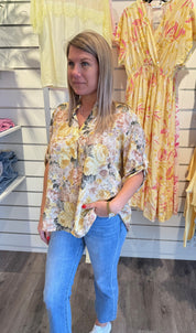 Laila - Blus - Blommor - Gul