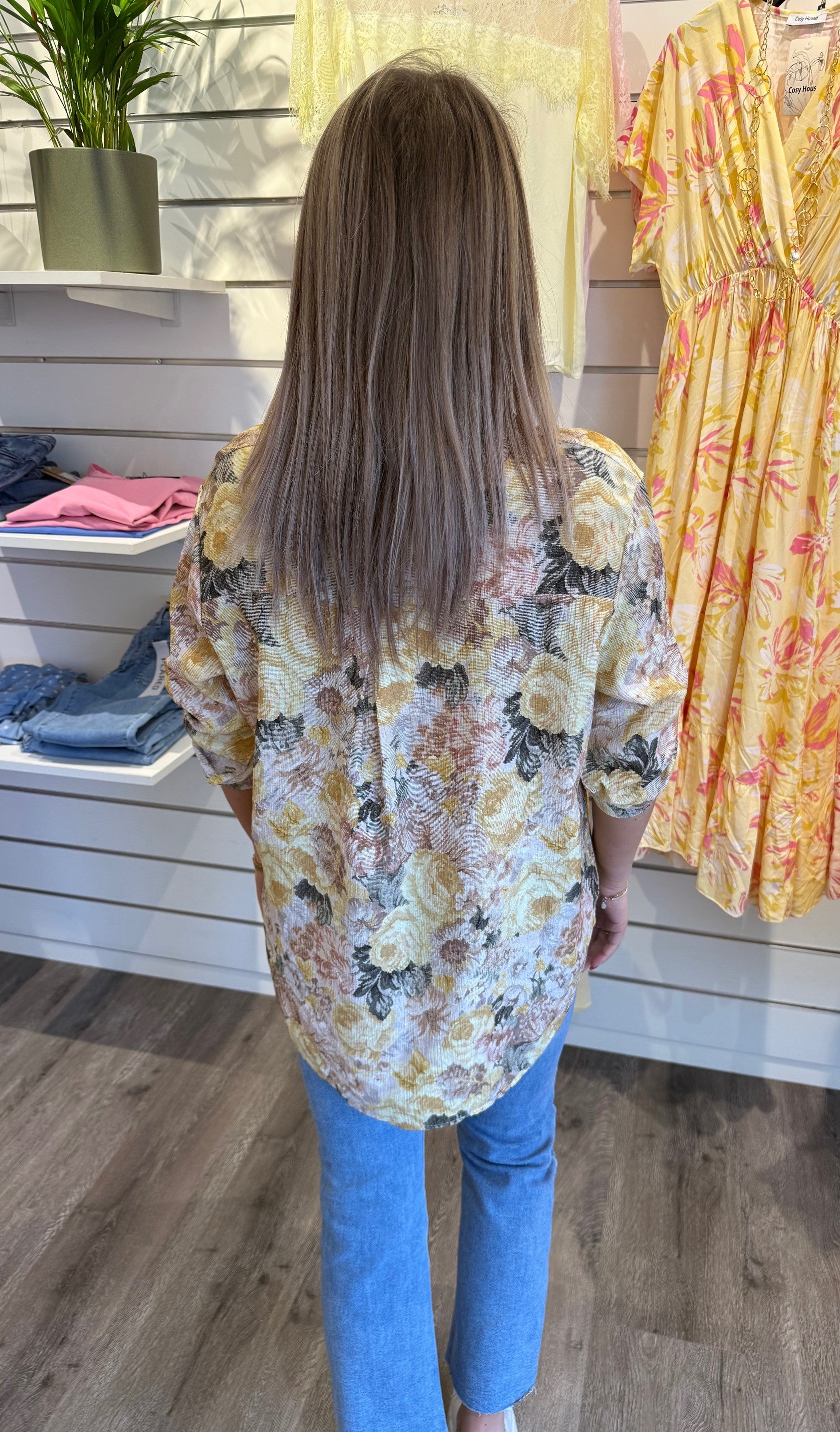 Laila - Blus - Blommor - Gul