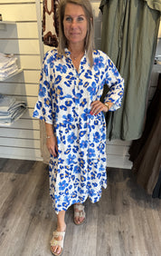 Carla klänning blommig Blå