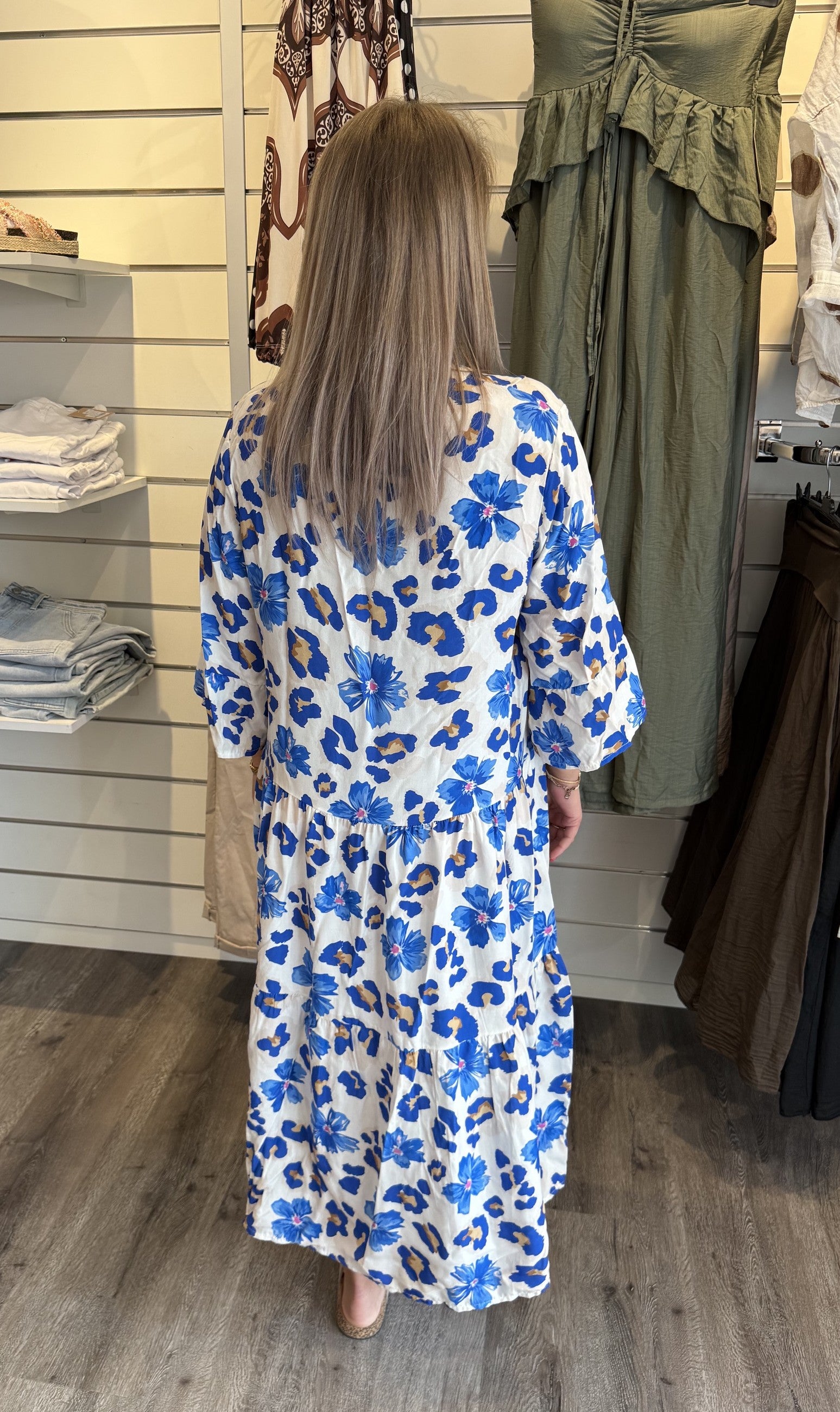 Carla klänning blommig Blå