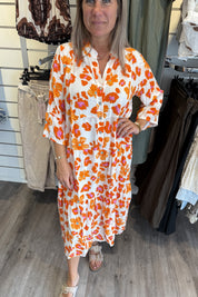 Carla klänning blommig Orange