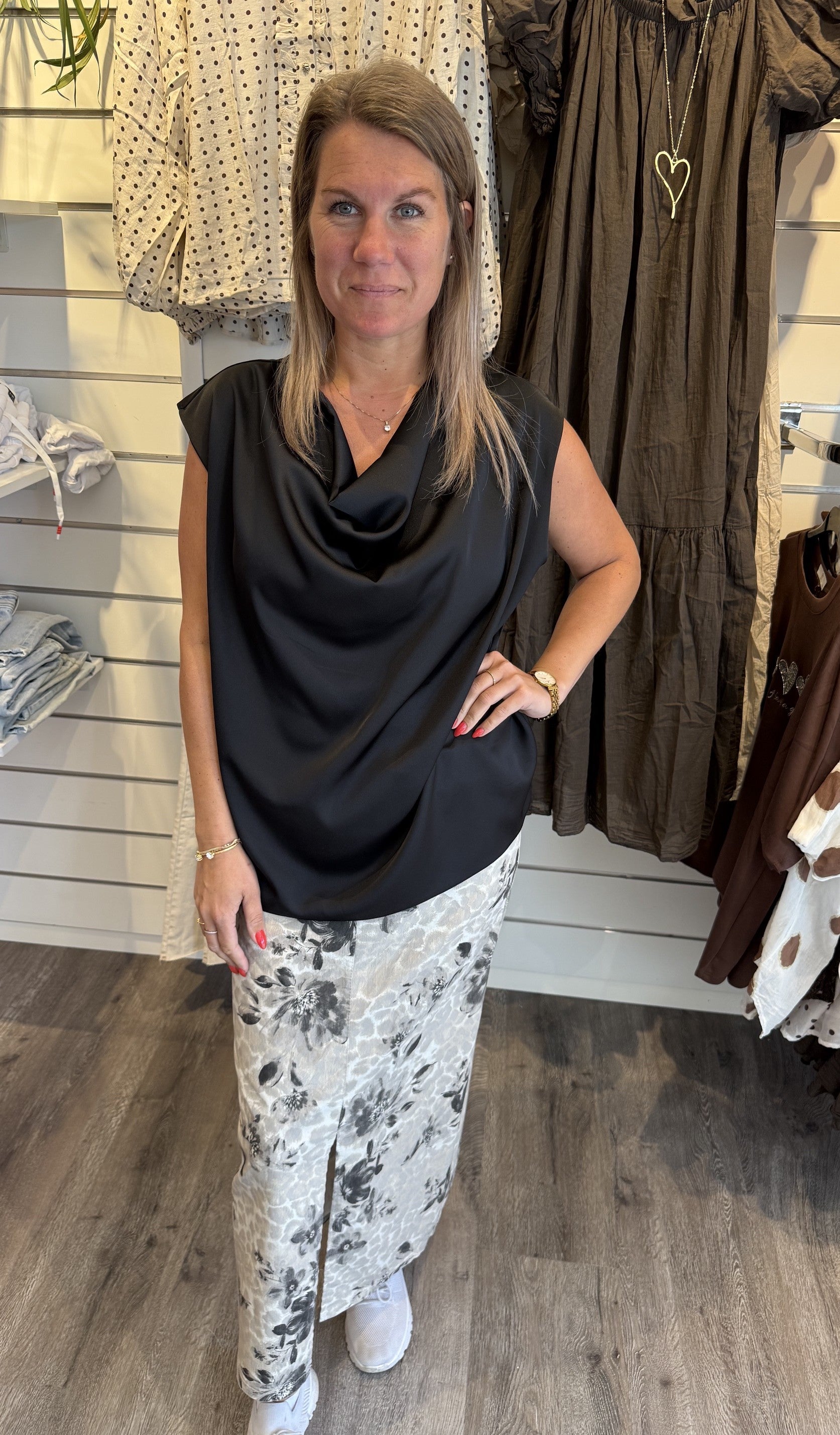 Cattis Topp Satin Svart