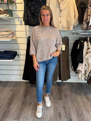 Mimmi stickad tröja Taupe