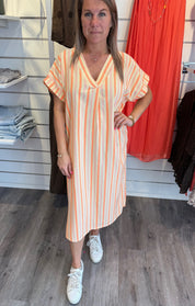 Emina Randig Klänning Orange