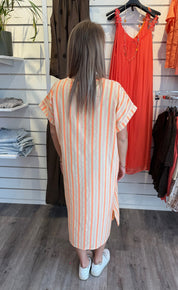 Emina Randig Klänning Orange
