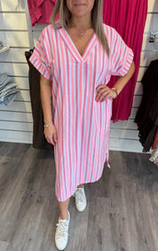 Emina Randig Klänning Rosa