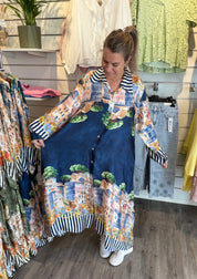Fredrica -Satinklänning - Navy