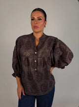 Julie blus blommig brun